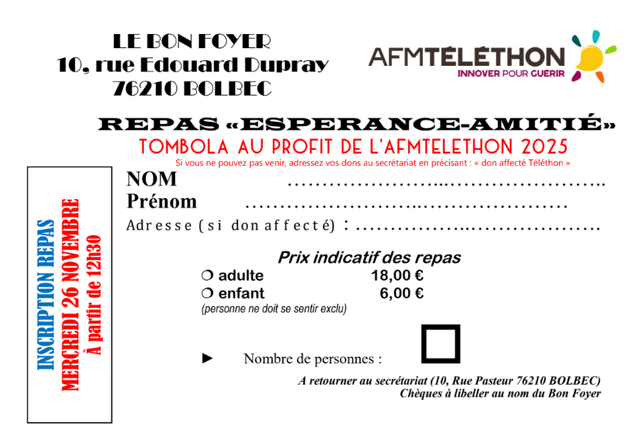 Information à fournir pour l'inscription.